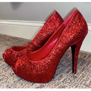 Red Glitter Pumps
